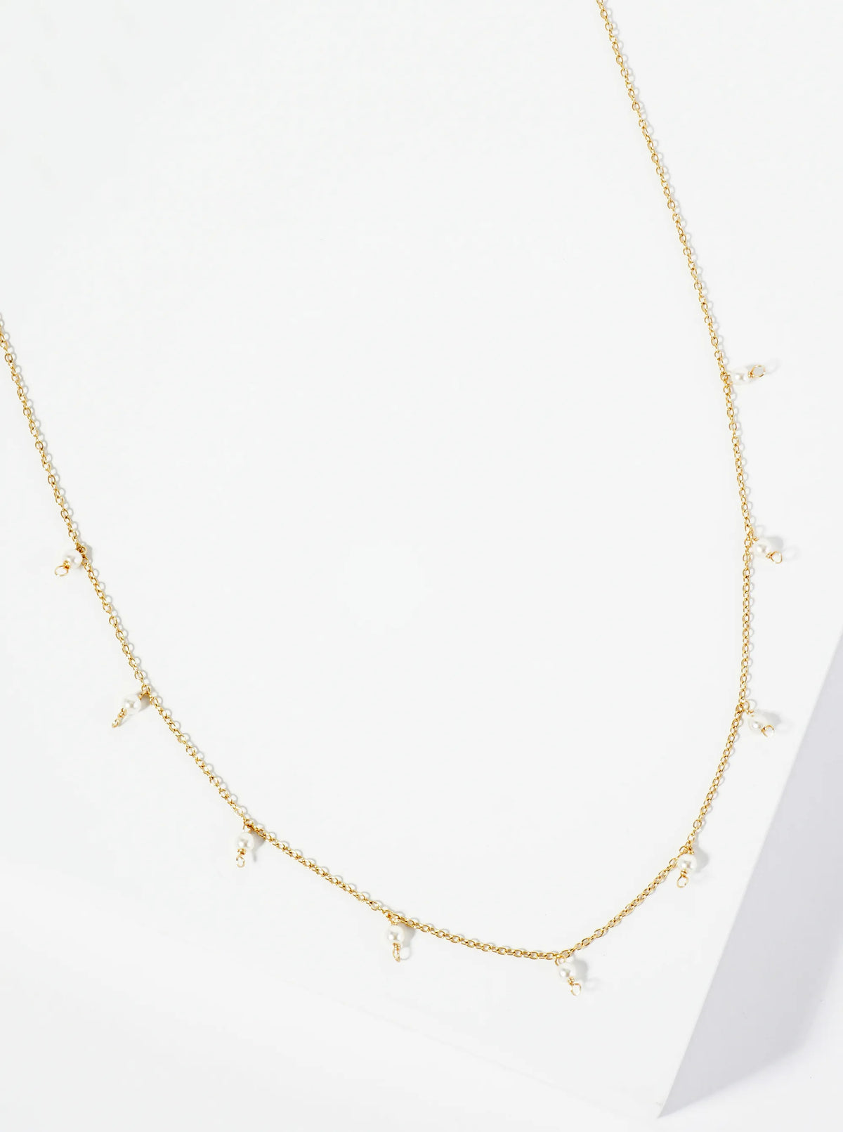 Hypoallergenic Stainless Steel Minimalist Dainty Pearl Station Necklace