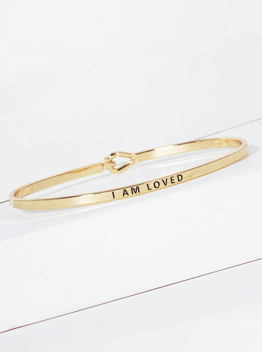 I Am Loved Engraved Inspirational Bangle Bracelet