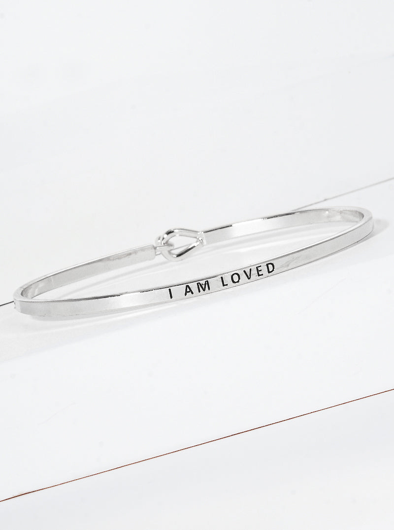 I Am Loved Engraved Inspirational Bangle Bracelet