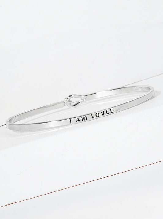 I Am Loved Engraved Inspirational Bangle Bracelet