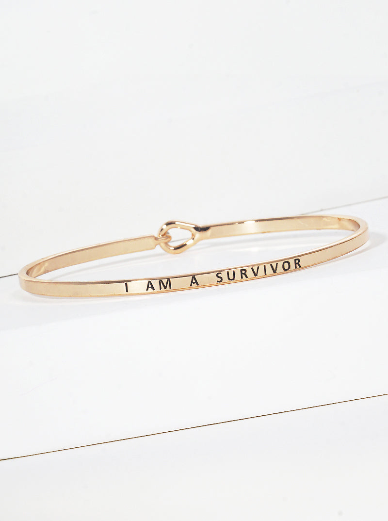 I Am Survivor Engraved Inspirational Bangle Bracelet