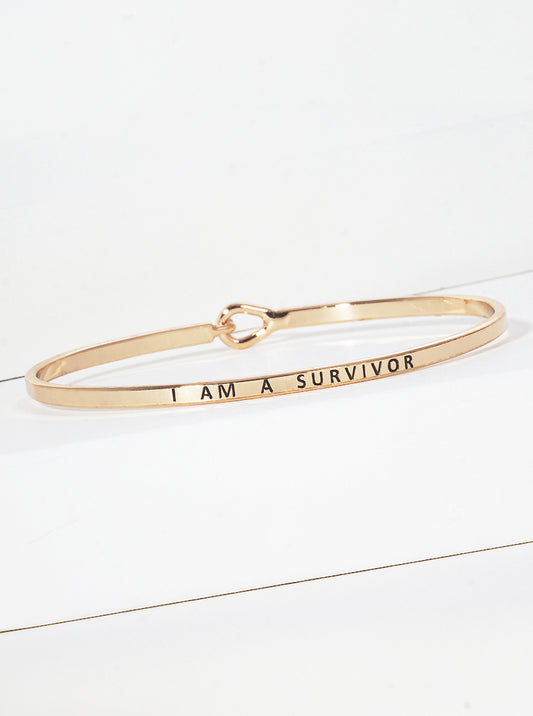 I Am Survivor Engraved Inspirational Bangle Bracelet