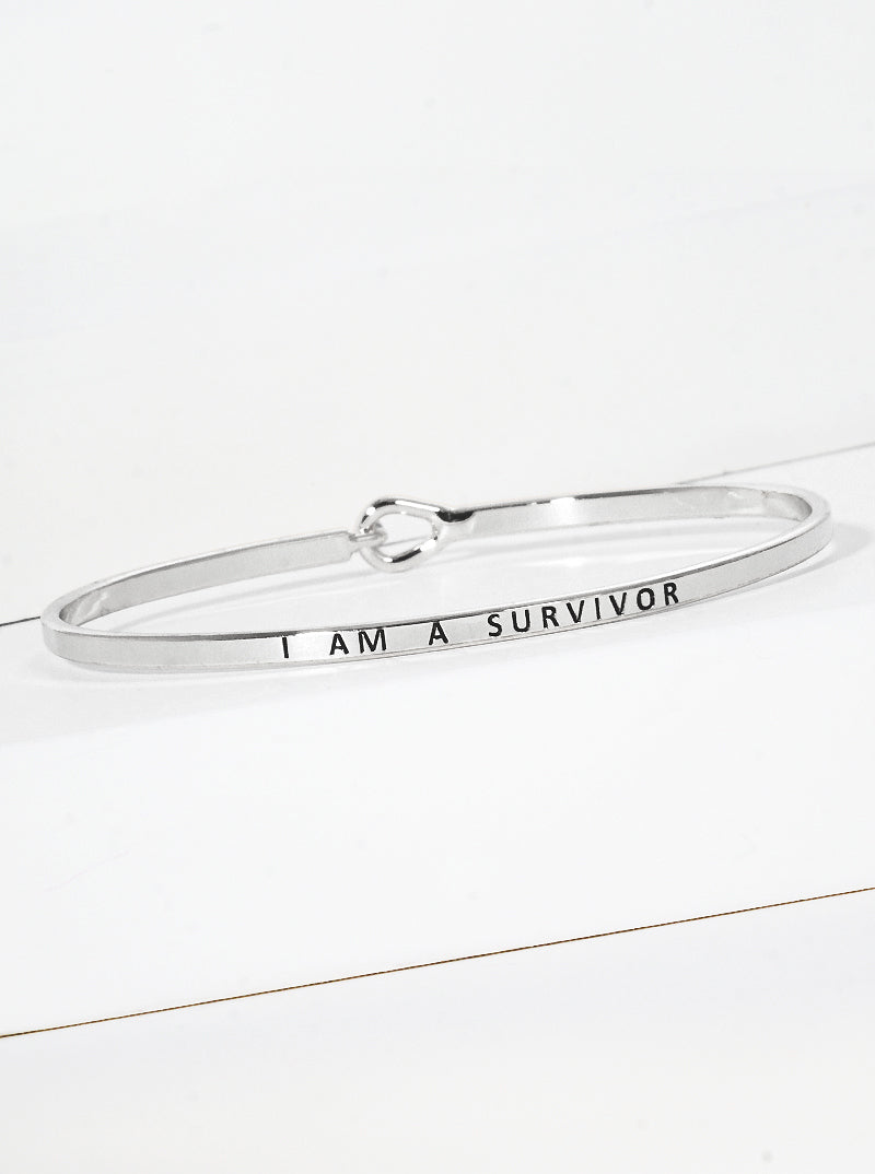 I Am Survivor Engraved Inspirational Bangle Bracelet