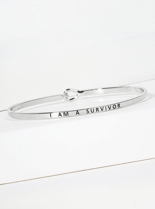 I Am Survivor Engraved Inspirational Bangle Bracelet