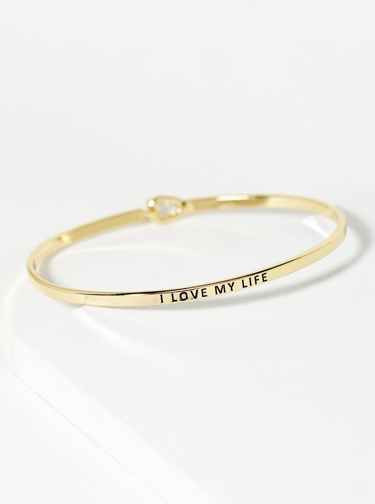 I Love My Life Engraved Inspirational Bangle Bracelet