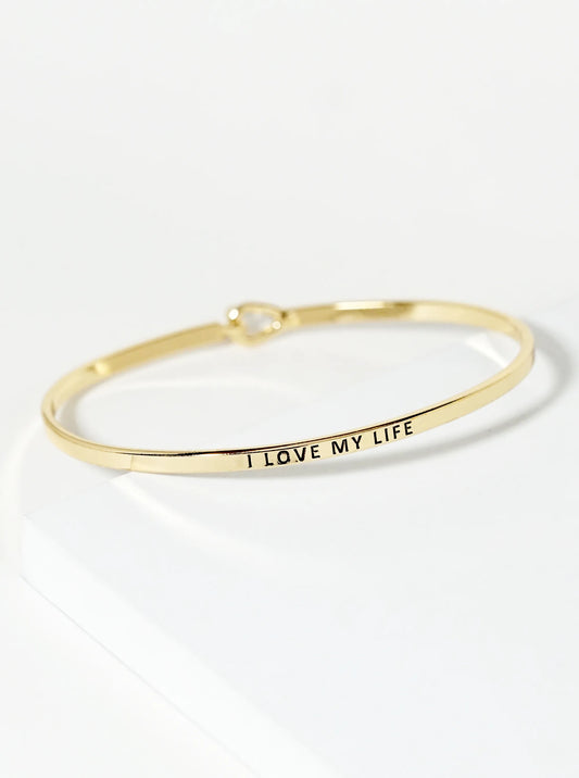 I Love My Life Engraved Inspirational Bangle Bracelet