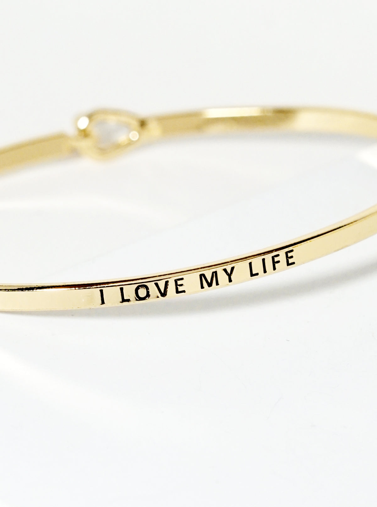 I Love My Life Engraved Inspirational Bangle Bracelet