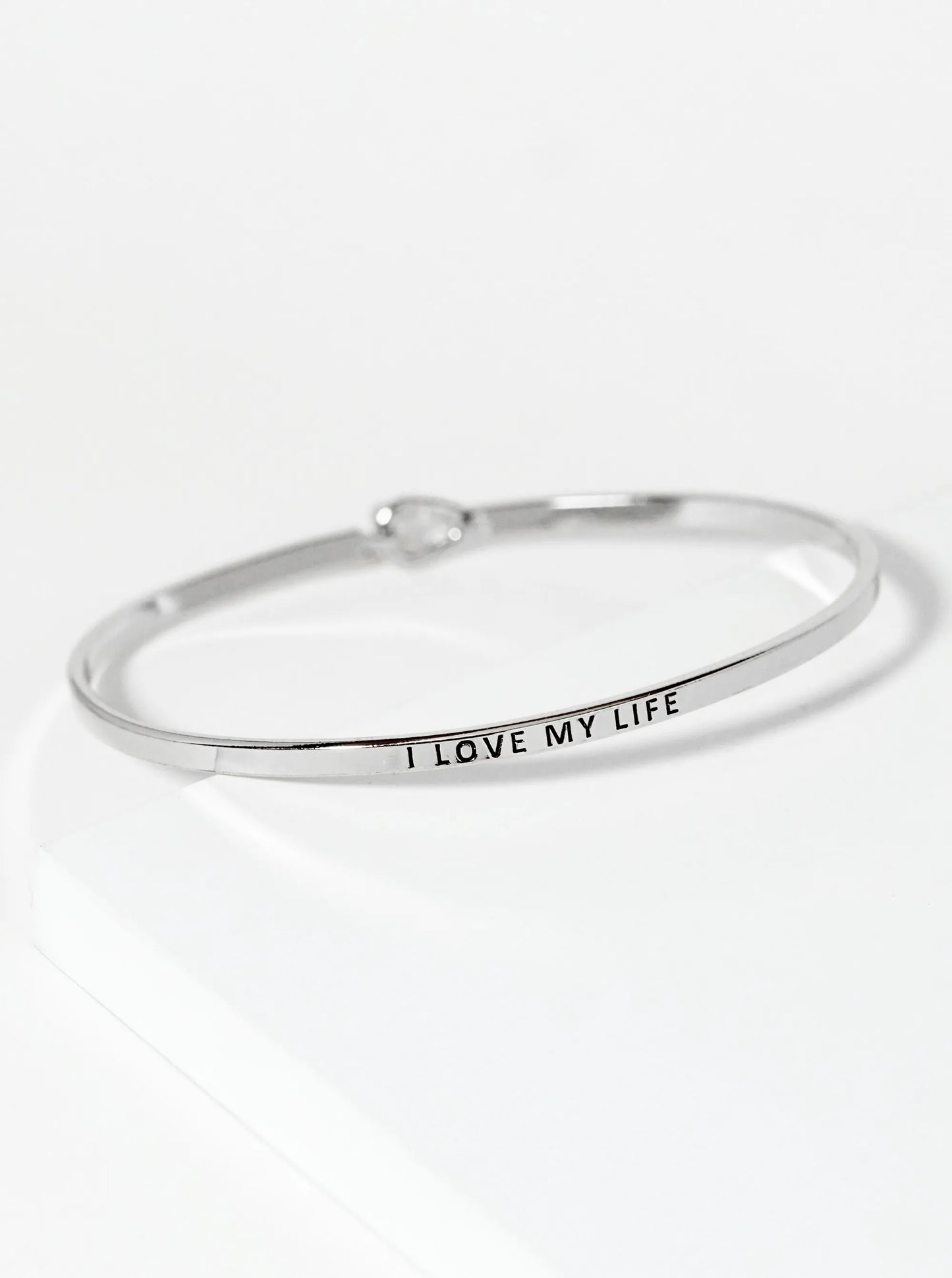 I Love My Life Engraved Inspirational Bangle Bracelet