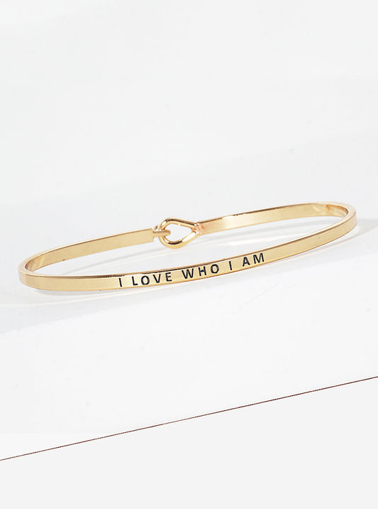 I Love Who I Am Engraved Inspirational Bangle Bracelet
