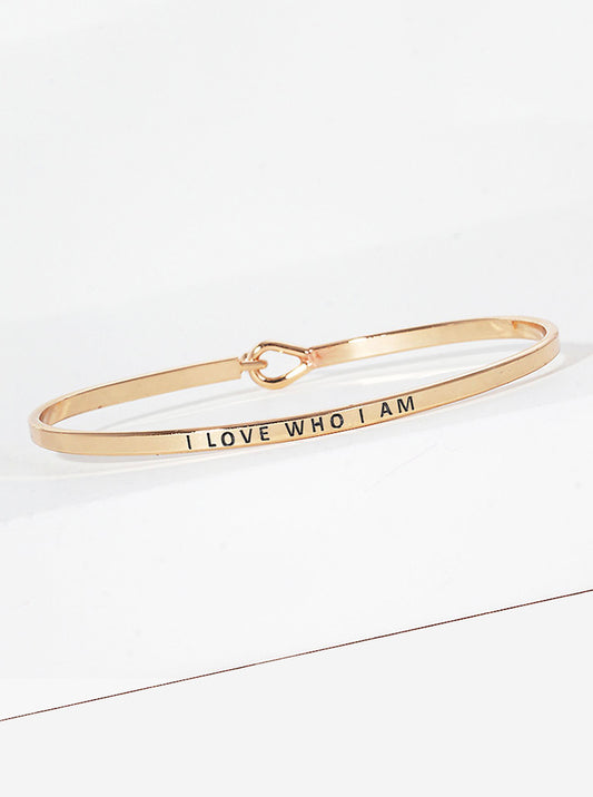 I Love Who I Am Engraved Inspirational Bangle Bracelet
