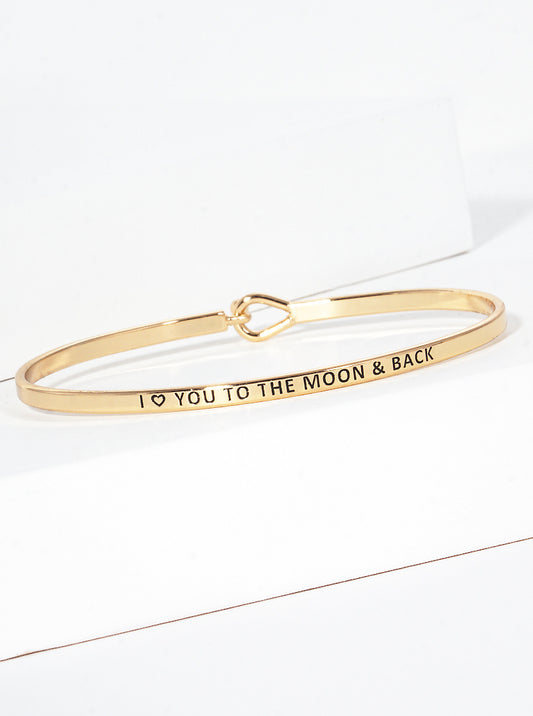 I Love You To The  Moon And Back Engraved Inspirational Bangle Bracelet