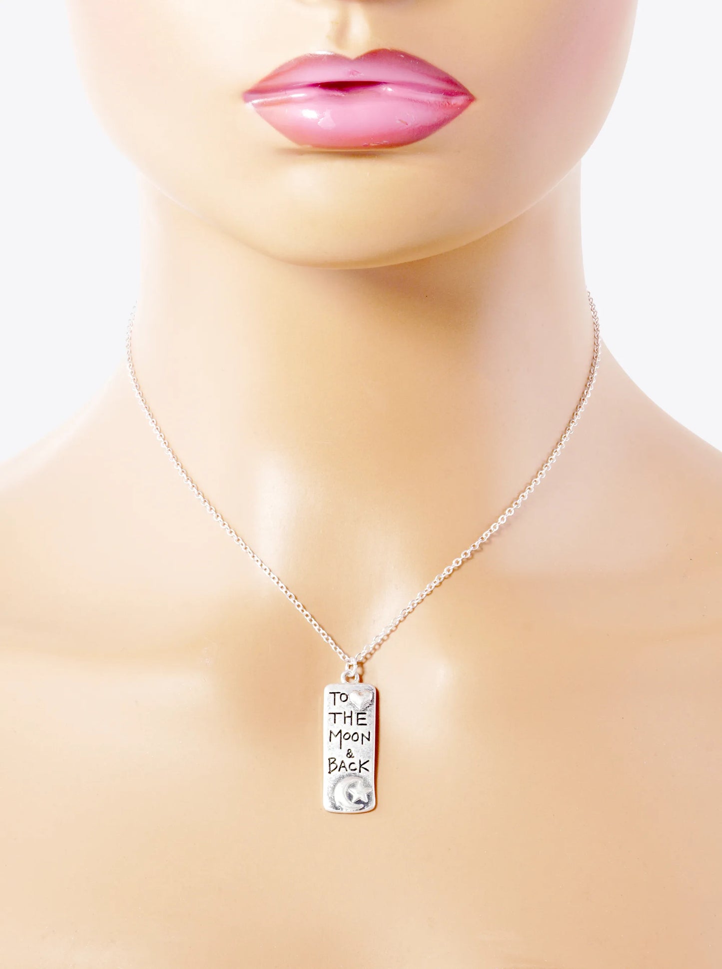 I Love You To The Moon And Back Engraved Pendant Necklace