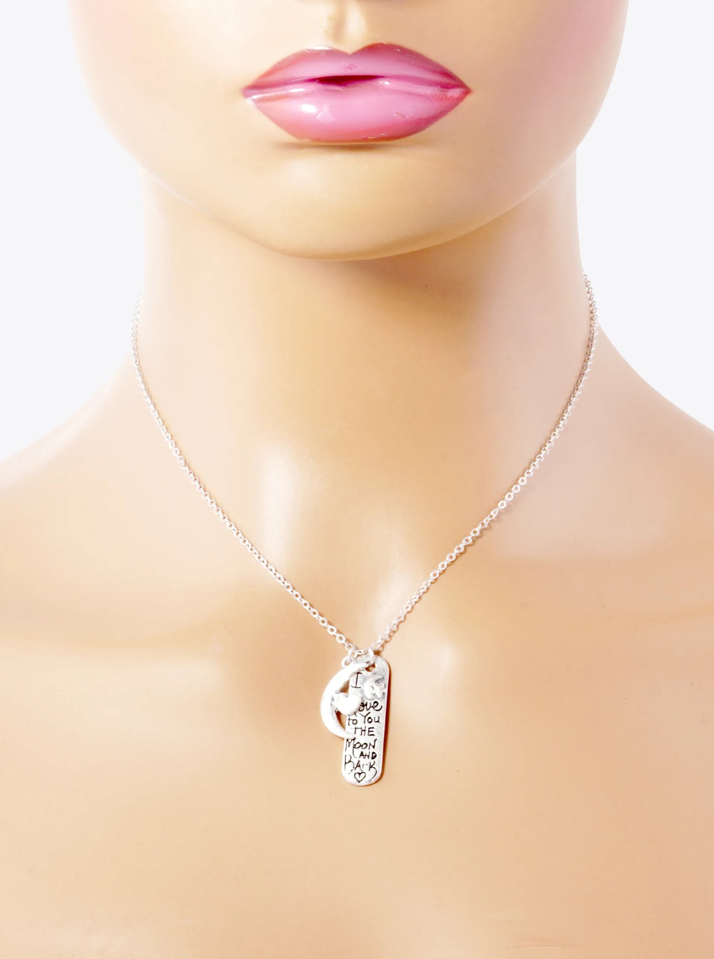 I Love You To The Moon And Back Engraved Pendant Necklace