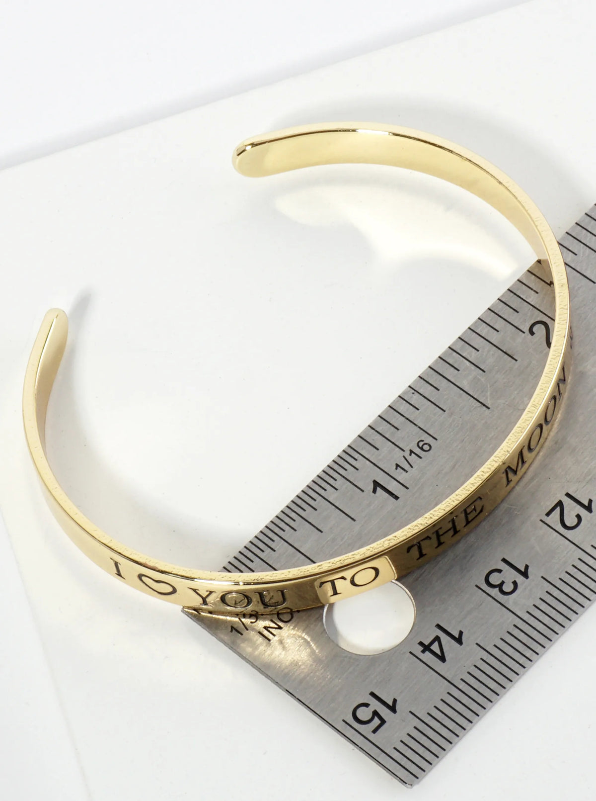 I Love You To The Moon And Back Engraved 18K Gold Dipped Open Cuff Bangle Bracelet