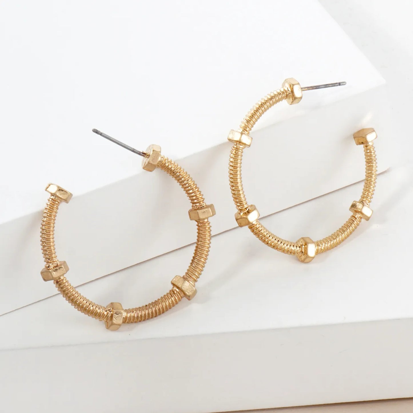 Industrial Texture 1 Inch Hoop Earrings