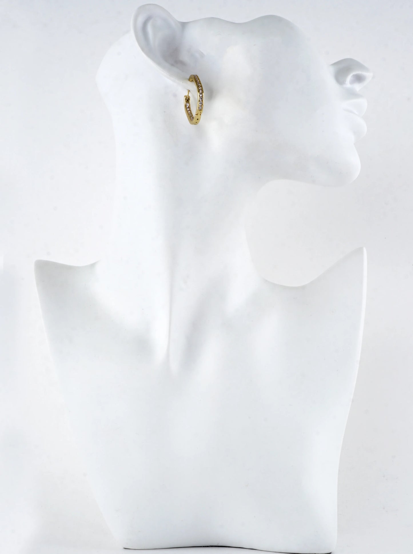 Inner Outer CZ Pave Bar Huggie Hoop Earrings