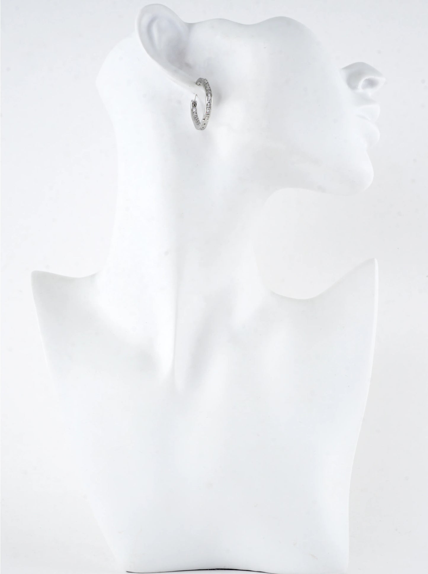 Inner Outer CZ Pave Bar Huggie Hoop Earrings