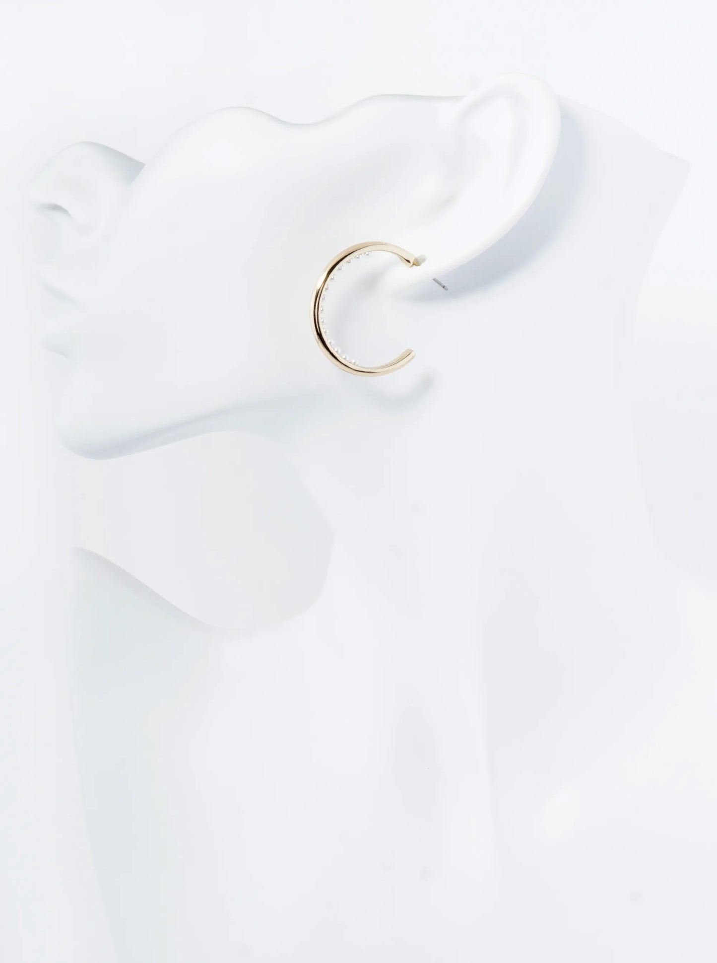 Inner Pearl Beaded 30mm Open Hoop Earrings