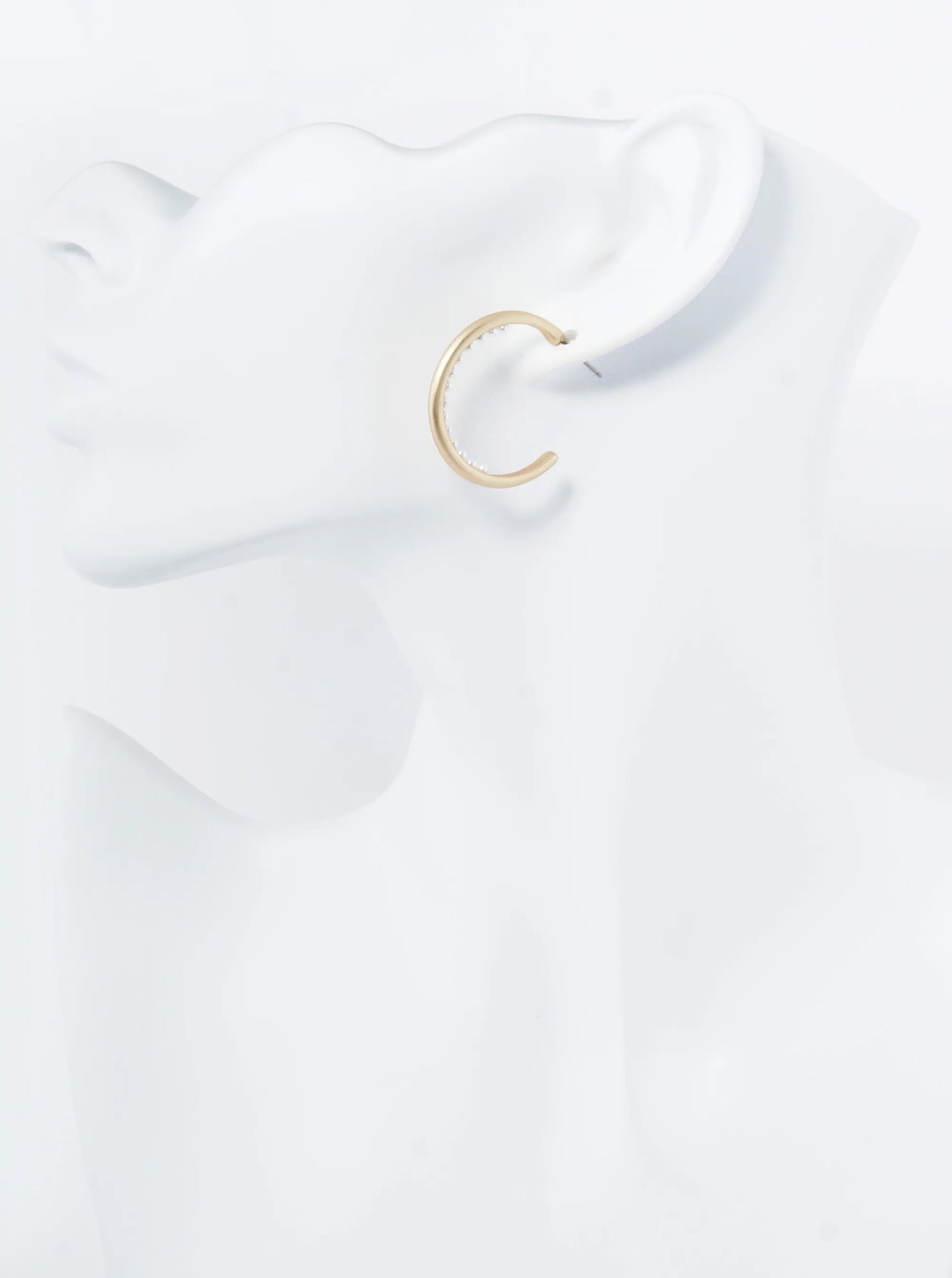 Inner Pearl Beaded 30mm Open Hoop Earrings