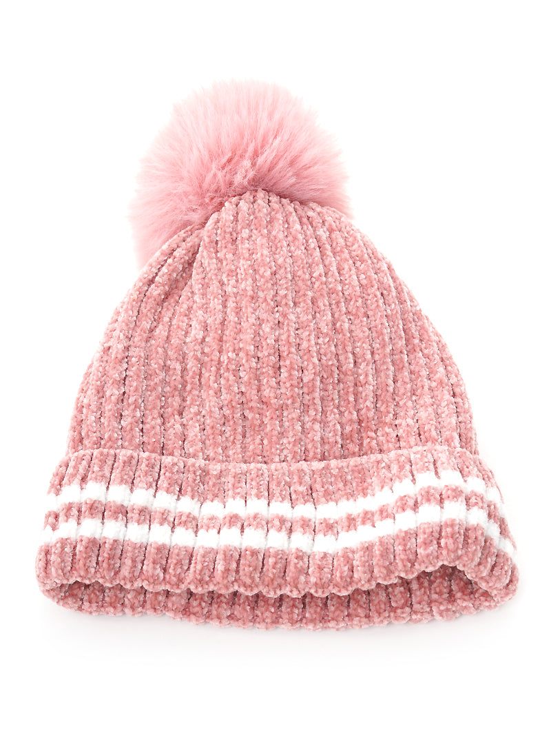 Insulated Sherpa Acrylic Beanie With Pom Pom
