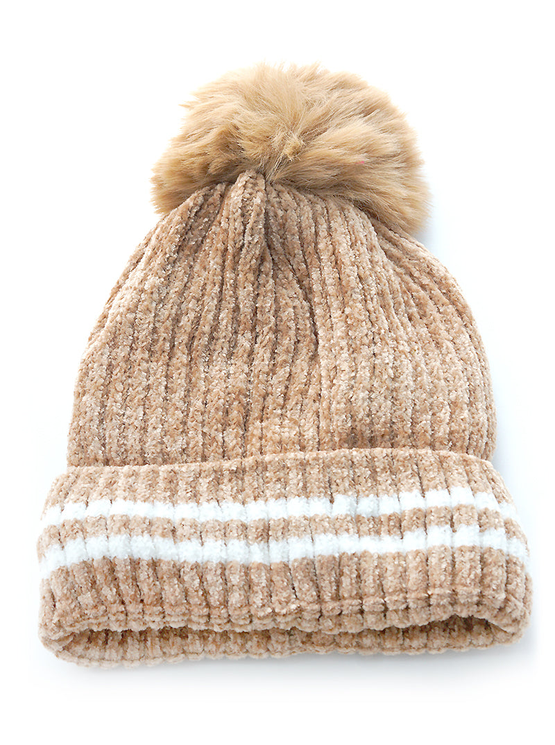 Insulated Sherpa Acrylic Beanie With Pom Pom