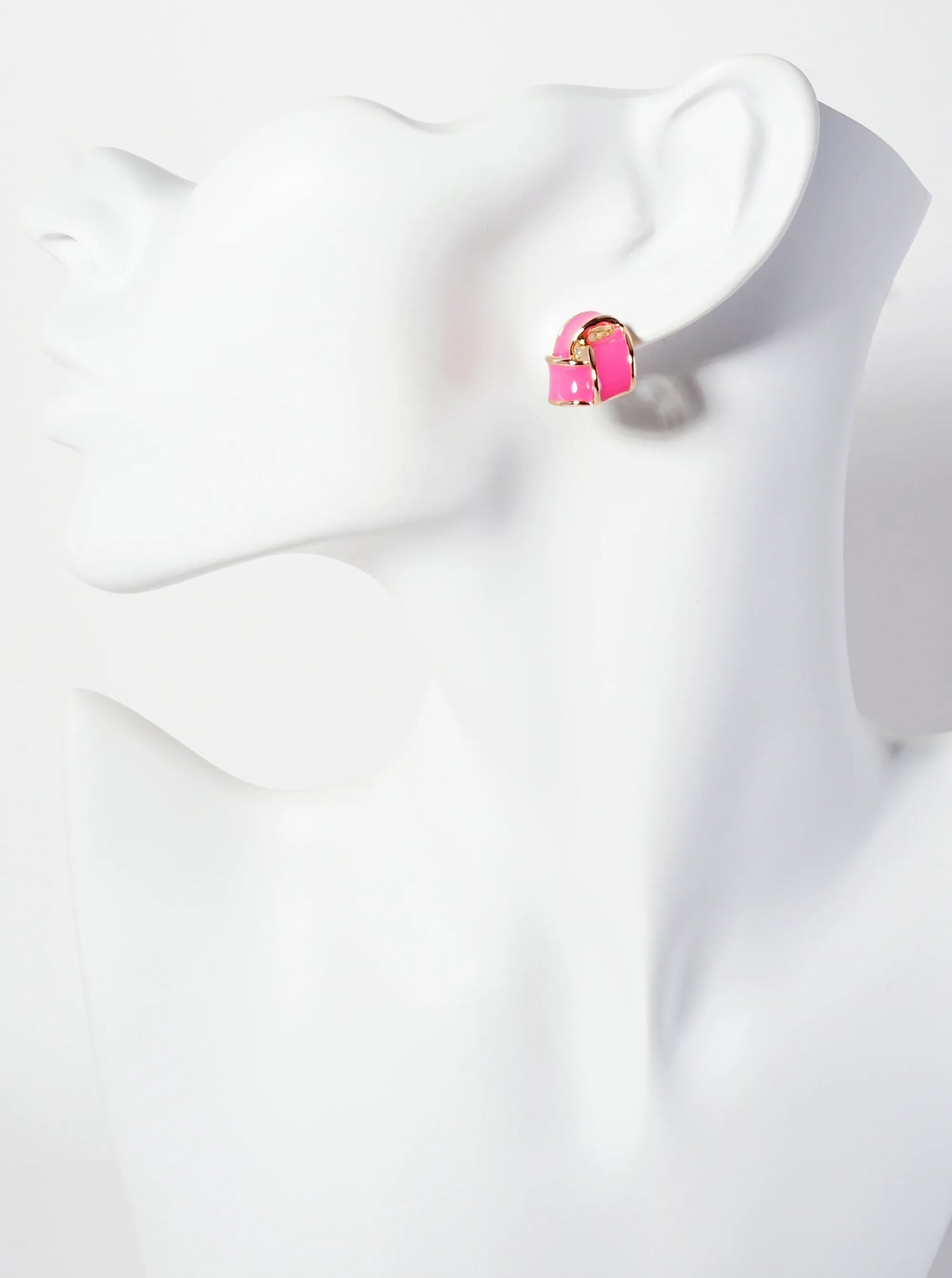 Interlinked Triangular 16mm Enamel Stud Earrings
