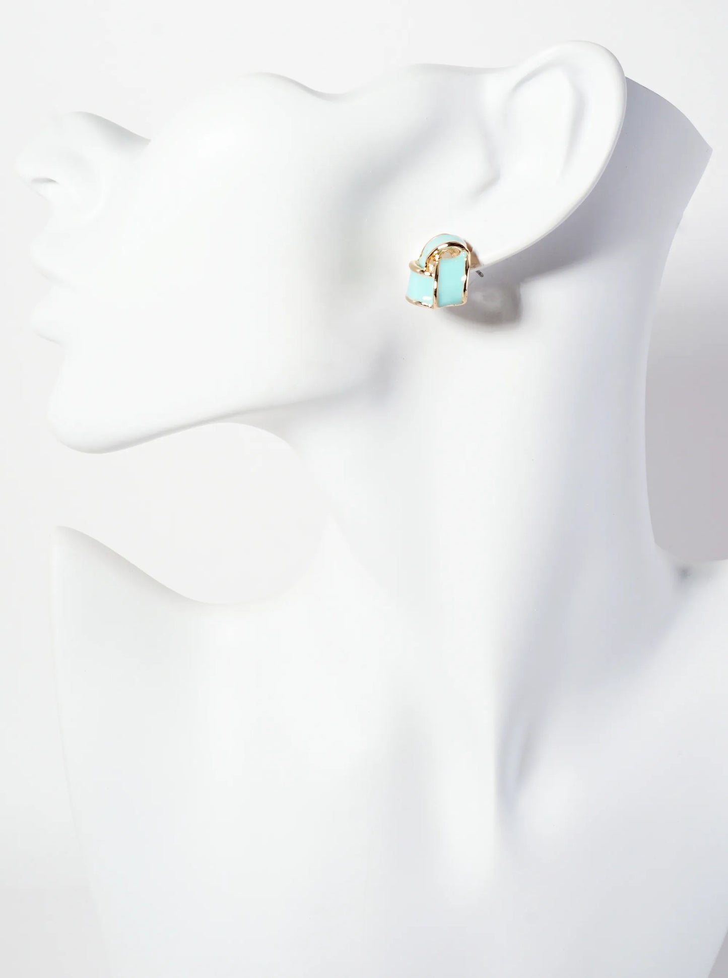 Interlinked Triangular 16mm Enamel Stud Earrings