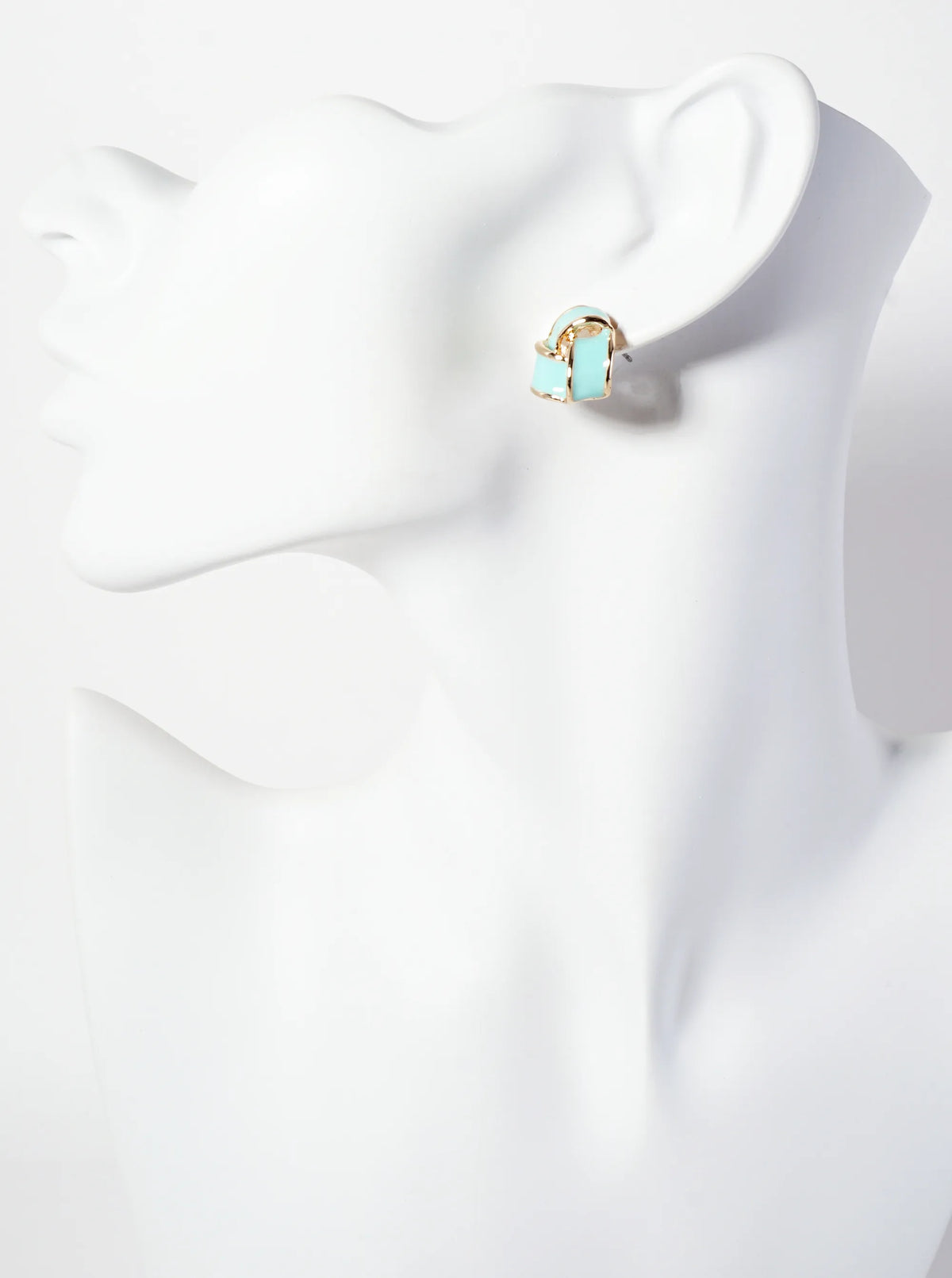 Interlinked Triangular 16mm Enamel Stud Earrings