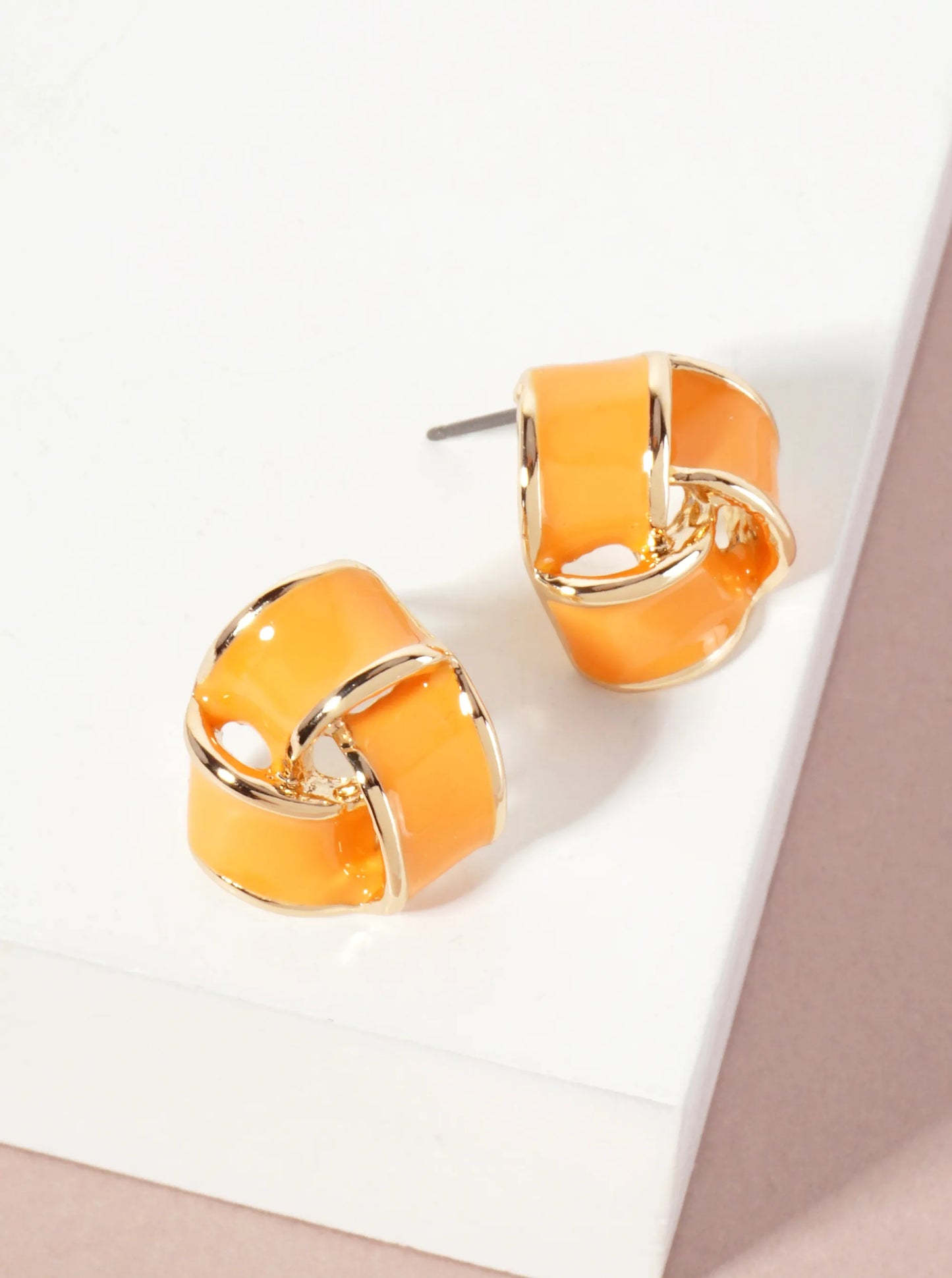 Interlinked Triangular 16mm Enamel Stud Earrings