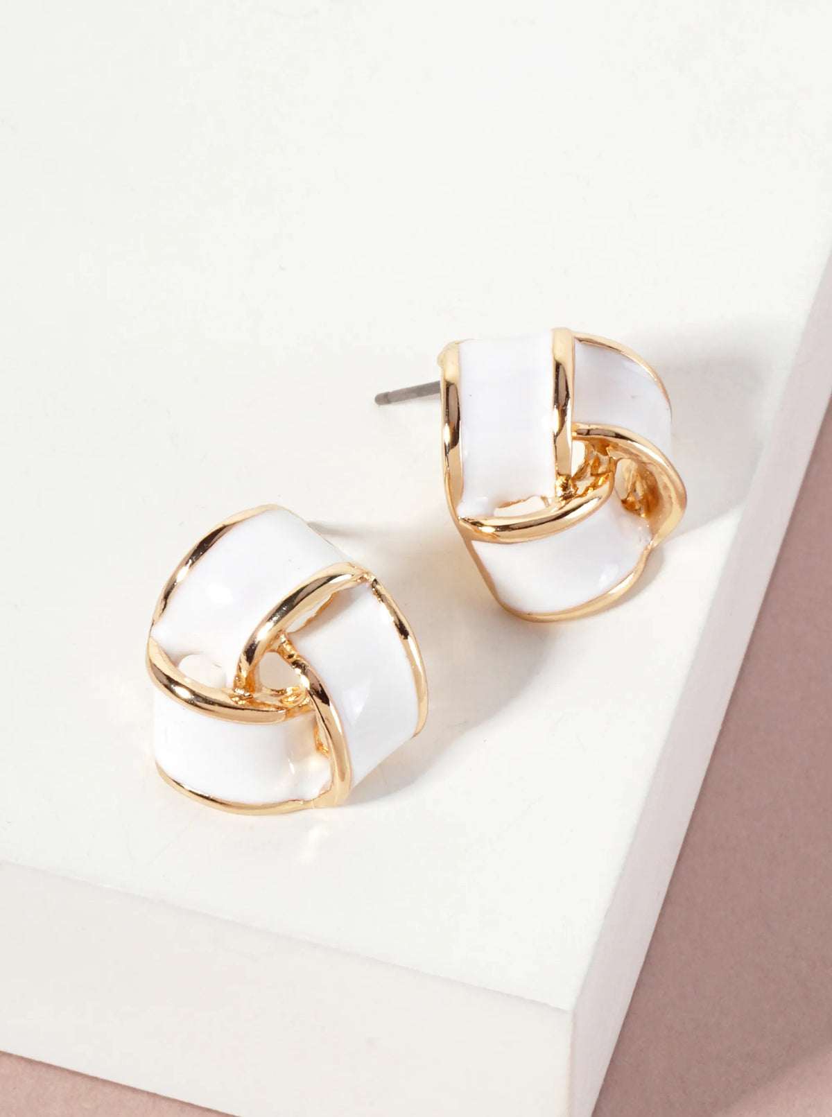 Interlinked Triangular 16mm Enamel Stud Earrings