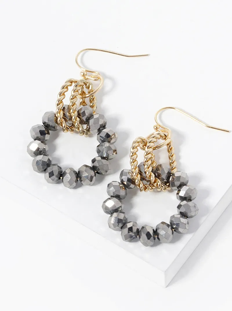 Interlocking Beaded Circle Drop Earrings