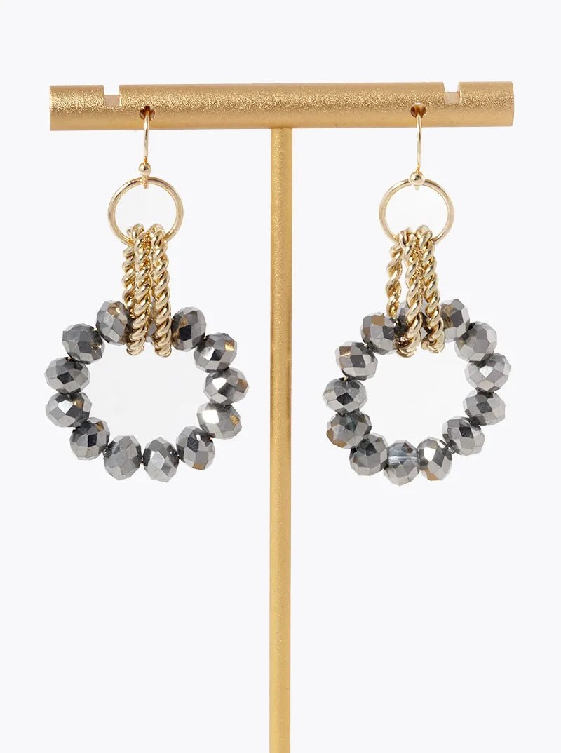 Interlocking Beaded Circle Drop Earrings