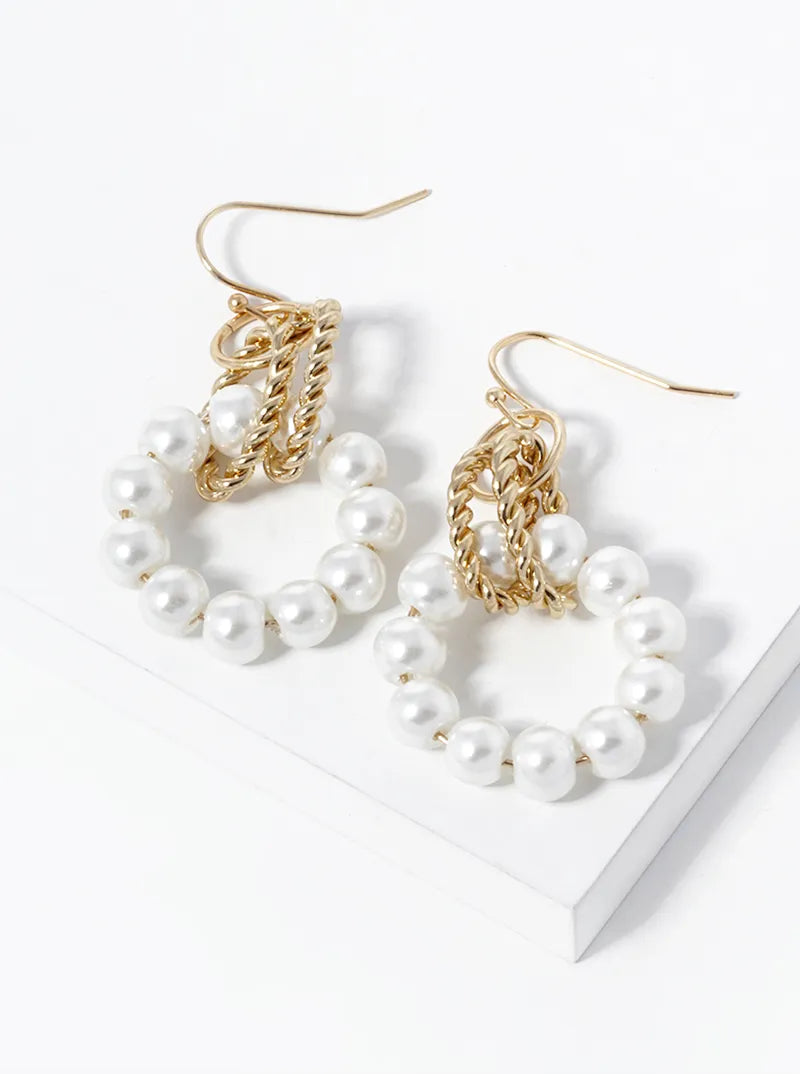 Interlocking Beaded Circle Drop Earrings
