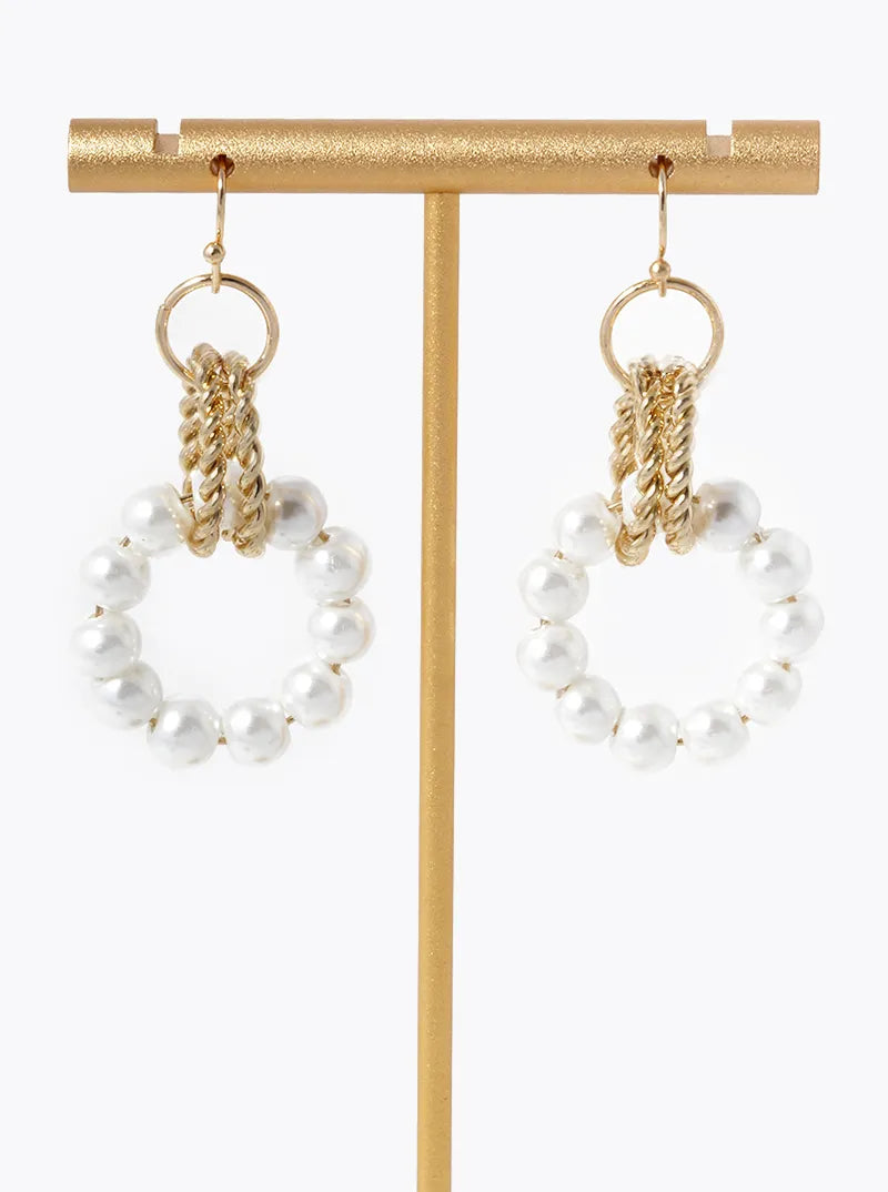 Interlocking Beaded Circle Drop Earrings