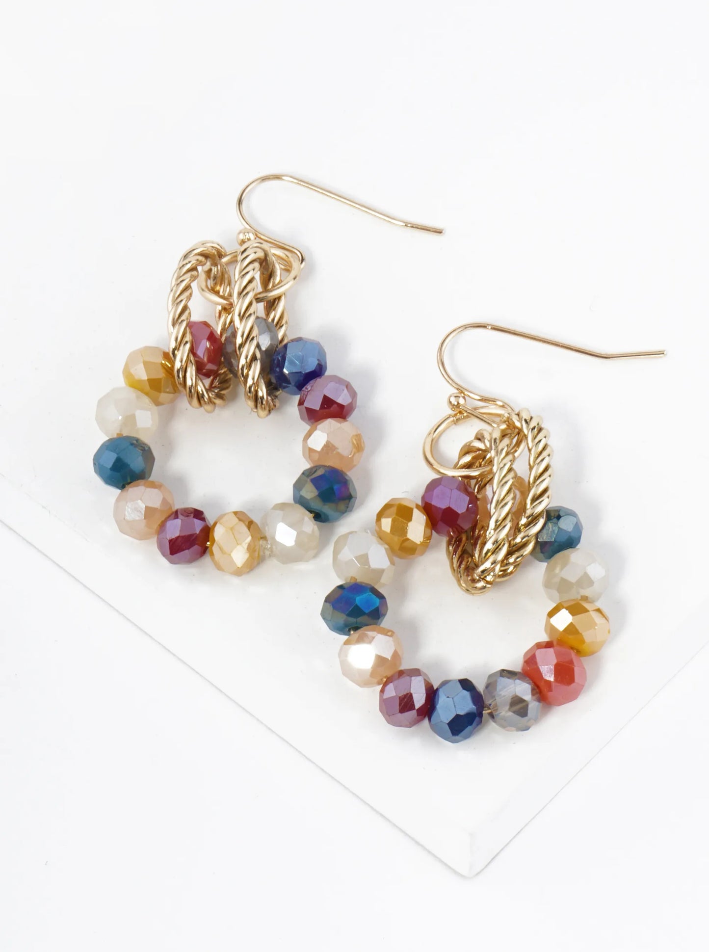 Interlocking Beaded Circle Drop Earrings