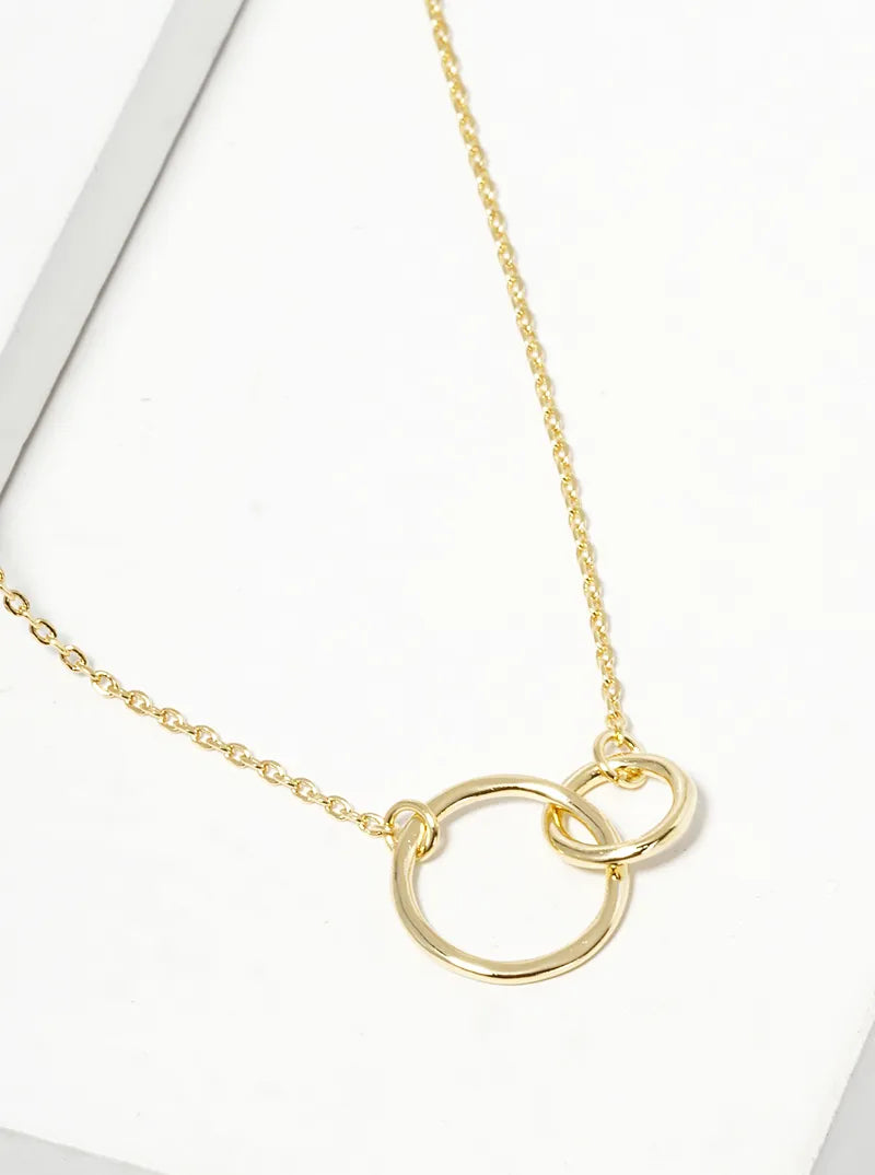 Interlocking Circle Pendant 18K-Gold-Dipped Necklace