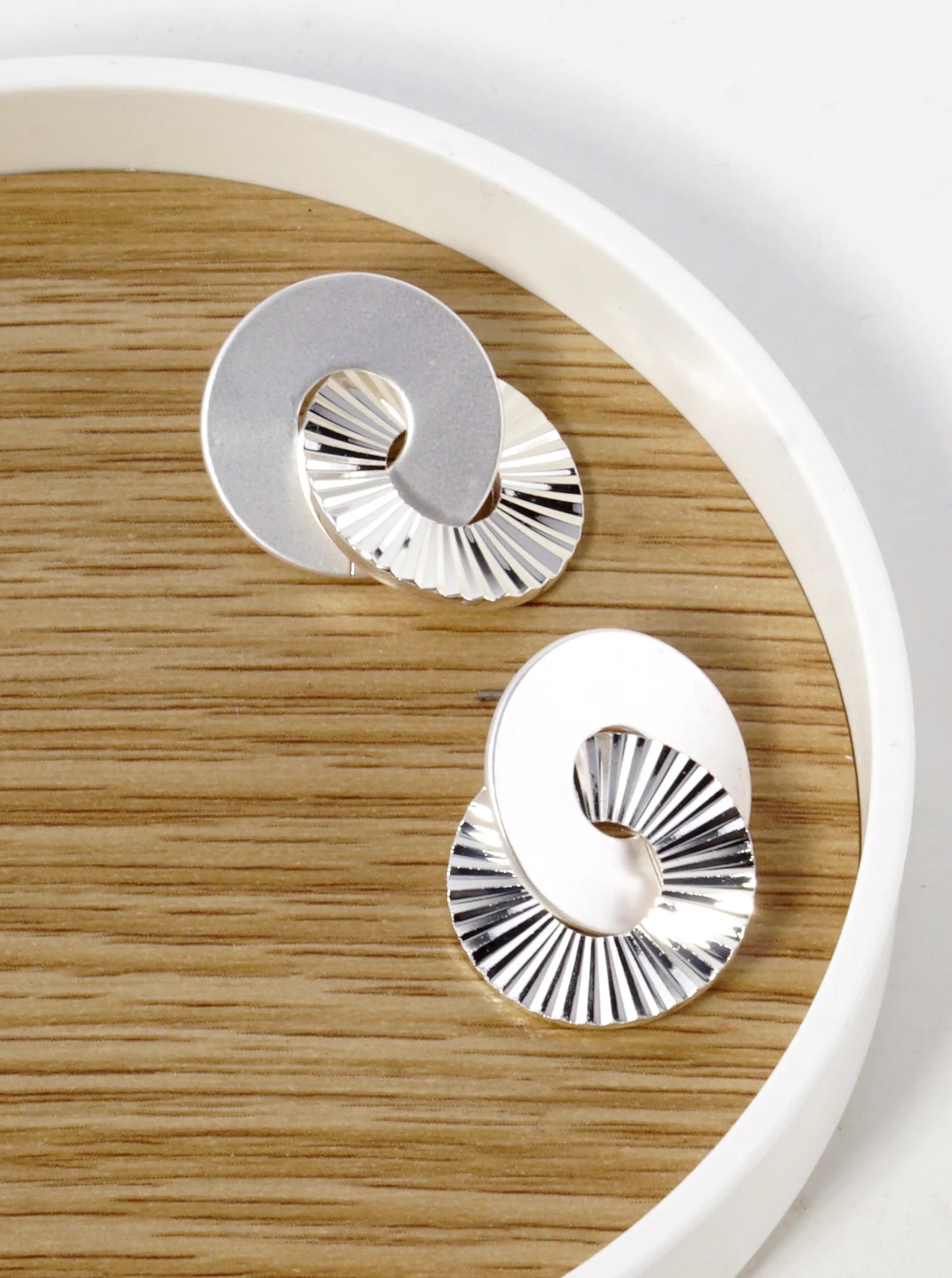 Interlocking Discs Tonal Plating Post Earrings