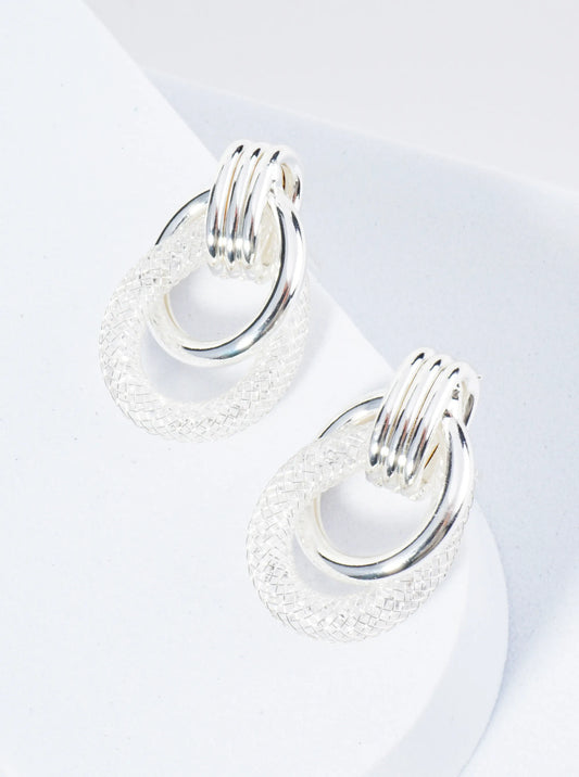 Interlocking Mesh Teardrop Doorknocker Earrings