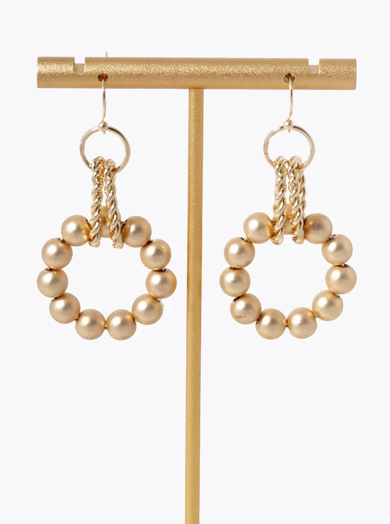 Interlocking Metallic Beaded Circle Drop Earrings