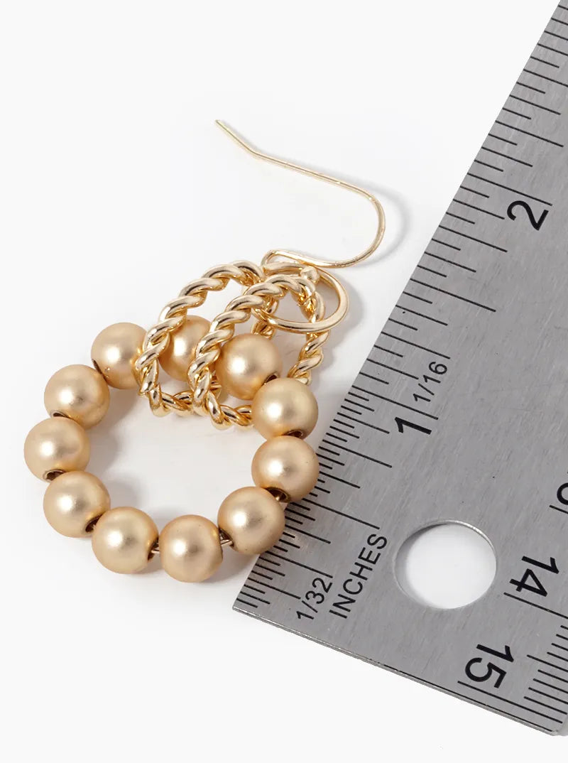 Interlocking Metallic Beaded Circle Drop Earrings