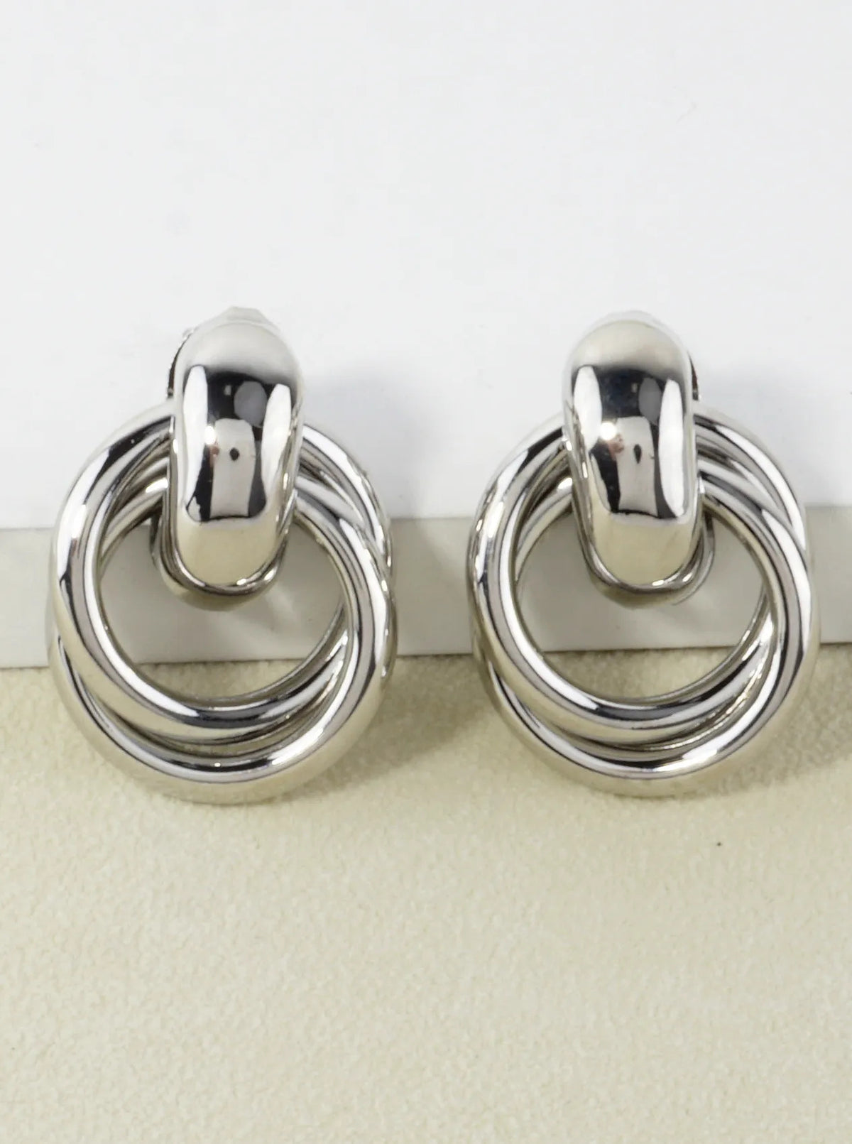 Interlocking Ring Door Knocker Post Earrings
