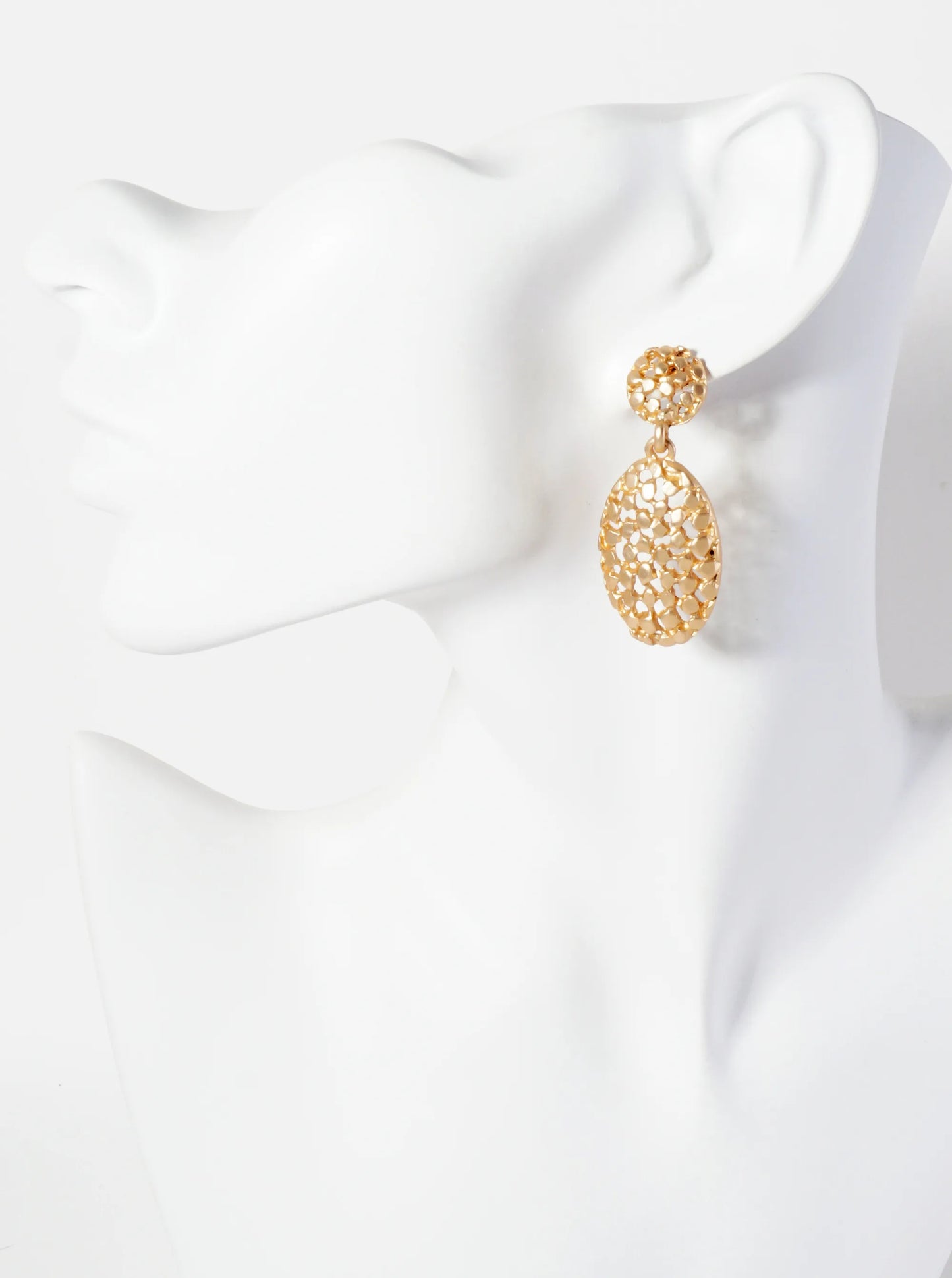 Intricate Filigree Oval Drop Dangle Post Earrings