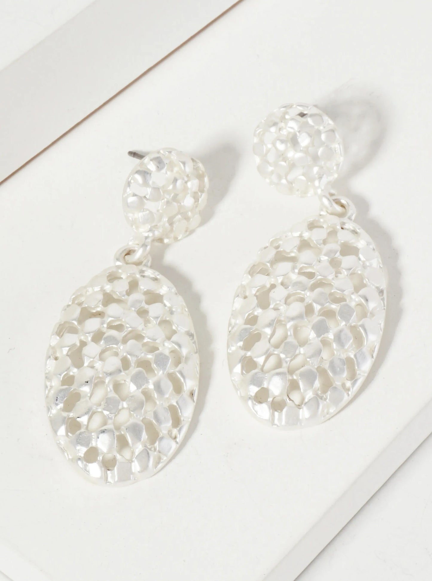 Intricate Filigree Oval Drop Dangle Post Earrings