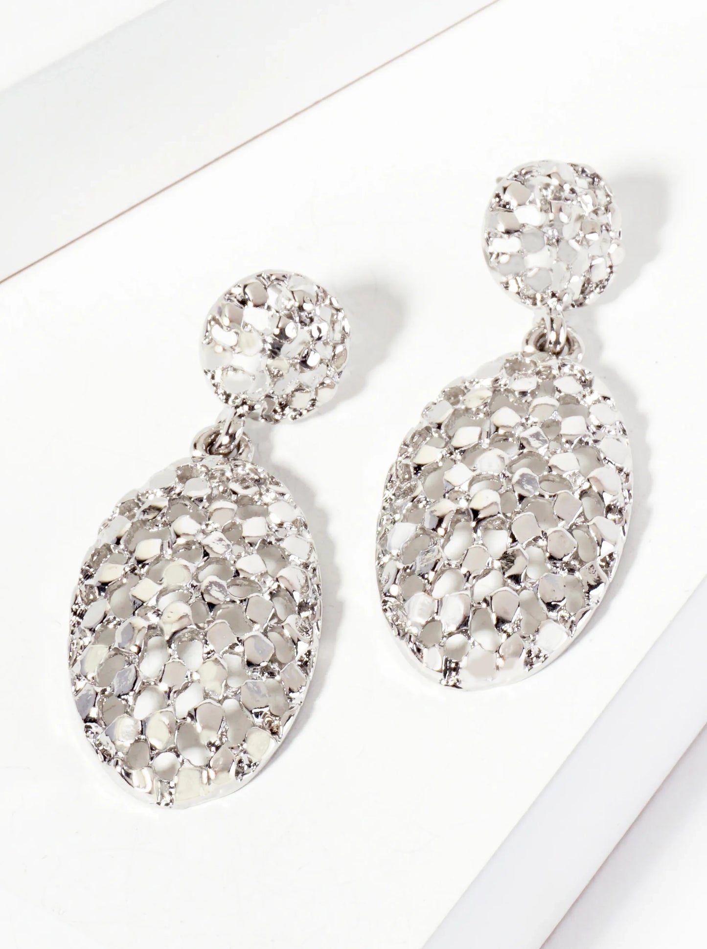 Intricate Filigree Oval Drop Dangle Post Earrings