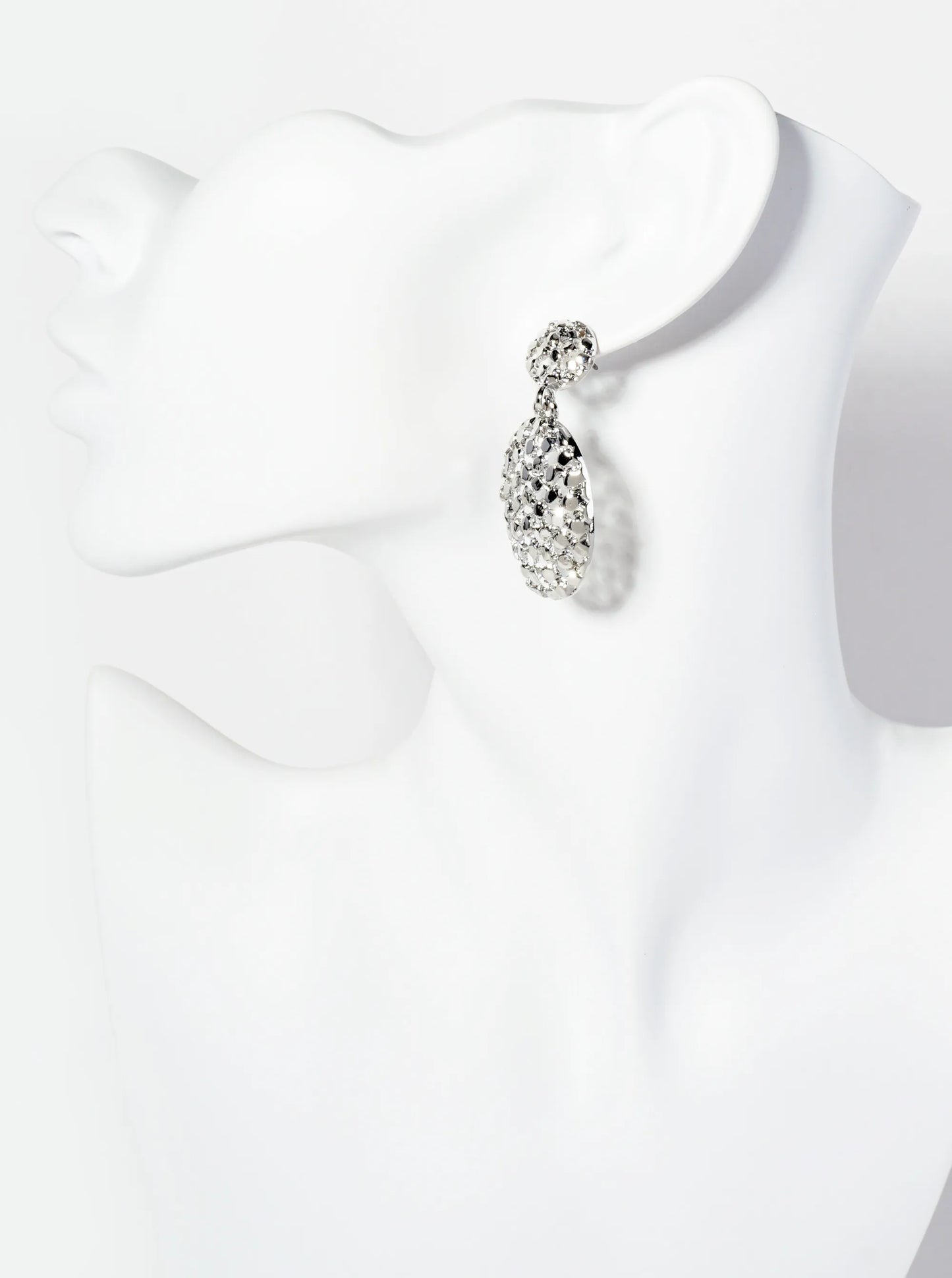 Intricate Filigree Oval Drop Dangle Post Earrings