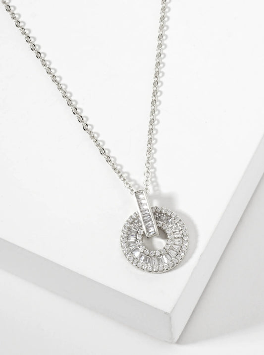Intricate Pave-Set Cubic-Zirconia Door-Knocker Pendant 18K-Gold-Dipped Brass Necklace