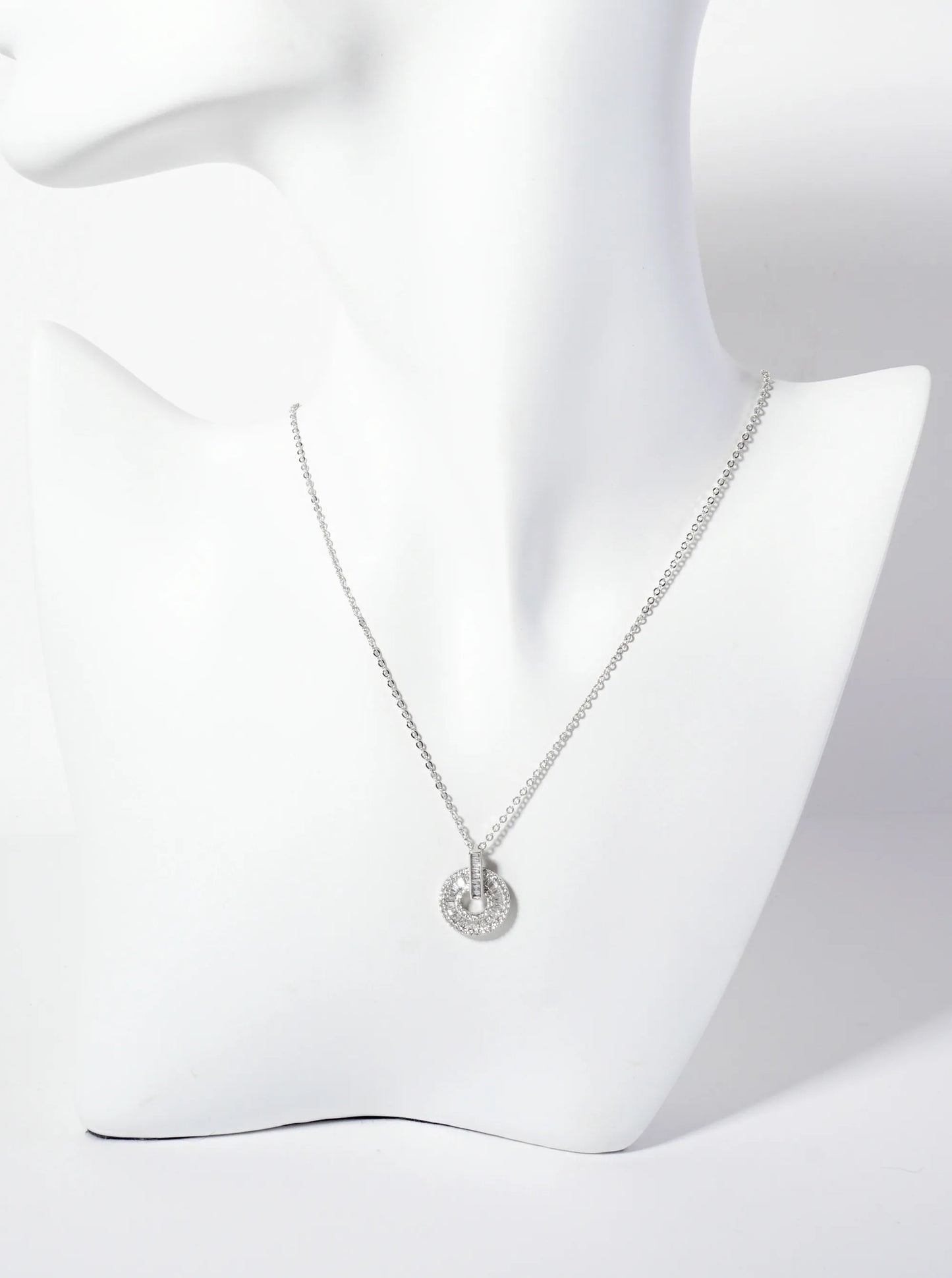 Intricate Pave-Set Cubic-Zirconia Door-Knocker Pendant 18K-Gold-Dipped Brass Necklace