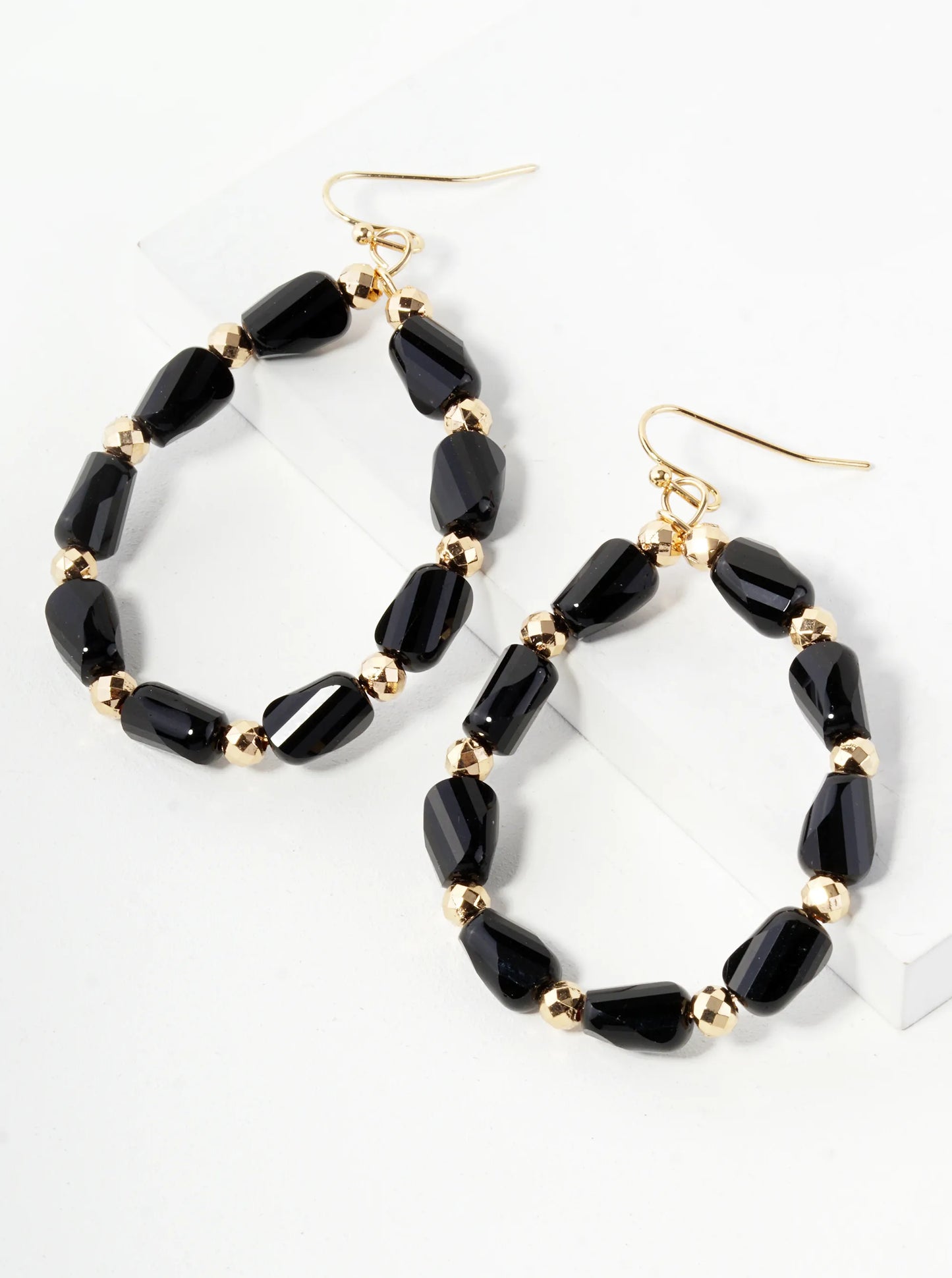 Irregular Glass Beaded Teardrop Dangle Earrings