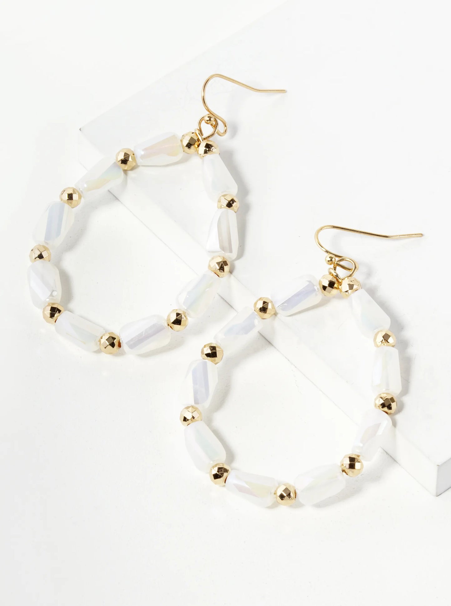 Irregular Glass Beaded Teardrop Dangle Earrings