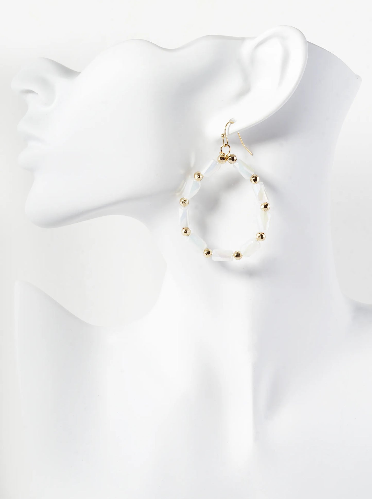 Irregular Glass Beaded Teardrop Dangle Earrings